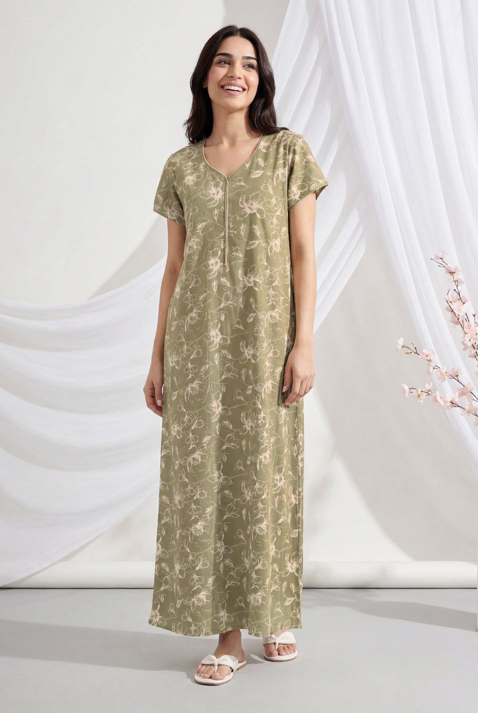 Gold Shimmer - Cotton Lounge Night Gown