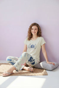 Canadian Flower - Cotton Lounge Night Suit