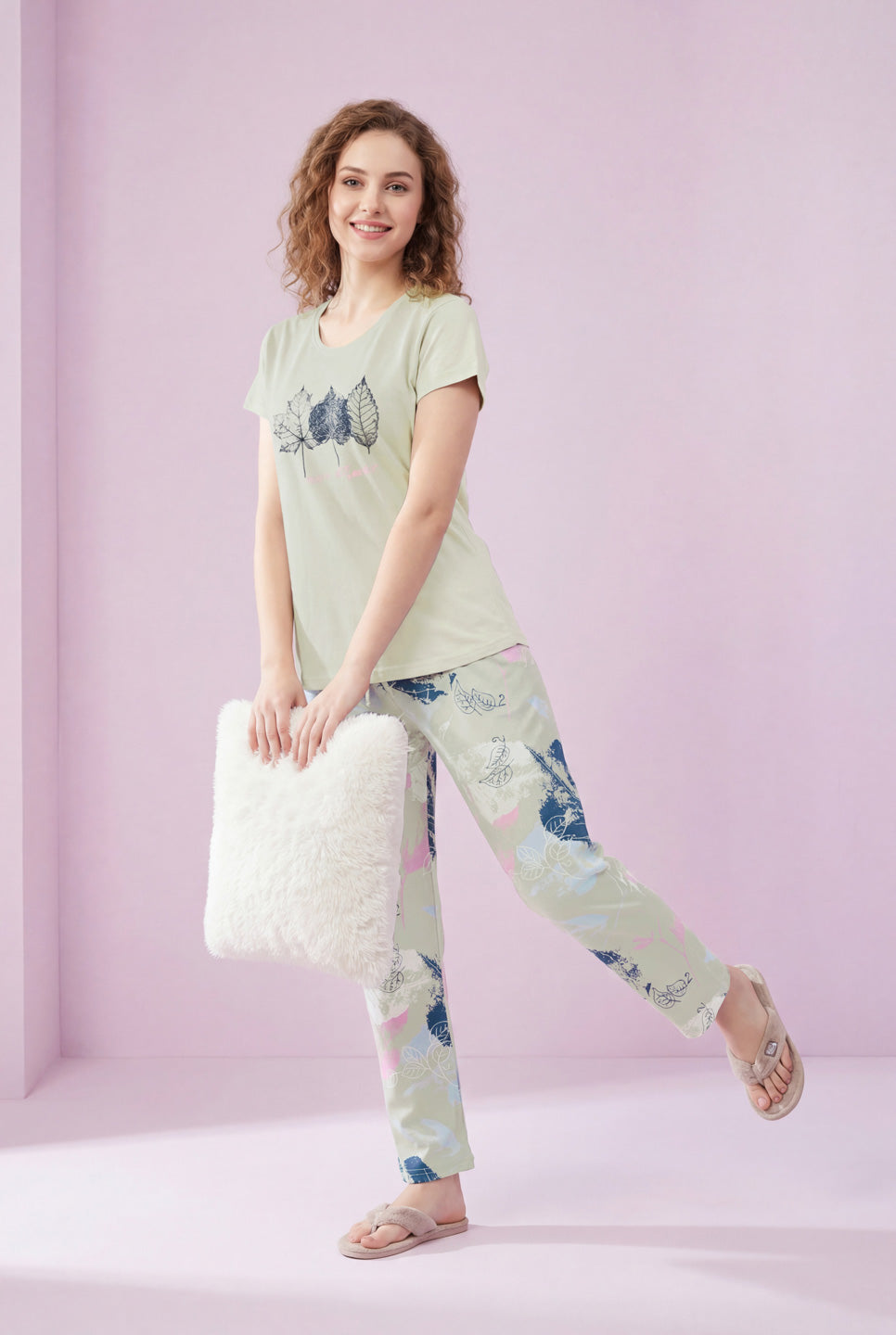 Canadian Flower - Cotton Lounge Night Suit