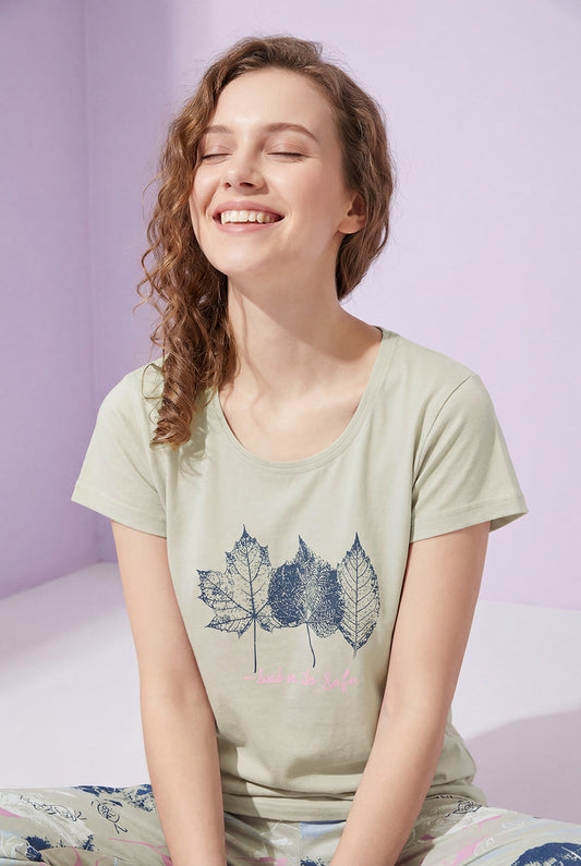 Canadian Flower - Cotton Lounge Night Suit