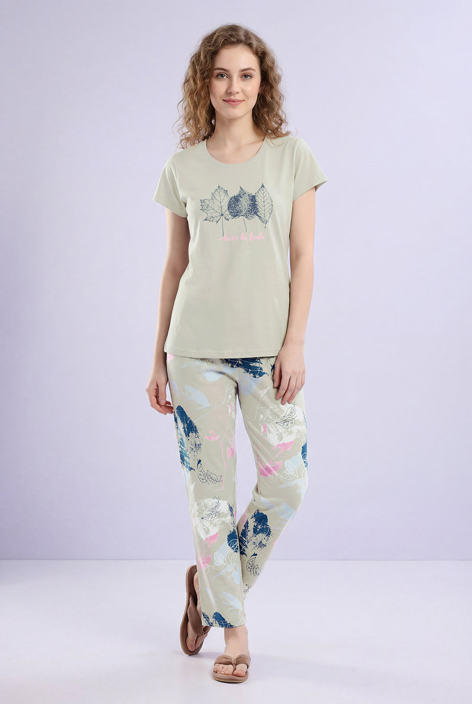 Canadian Flower - Cotton Lounge Night Suit