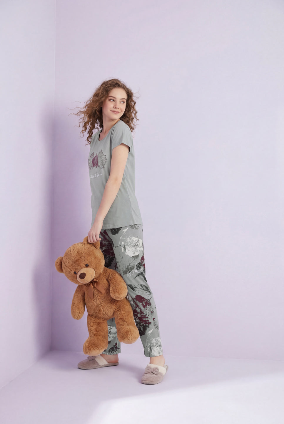 Canadian Flower - Cotton Lounge Night Suit