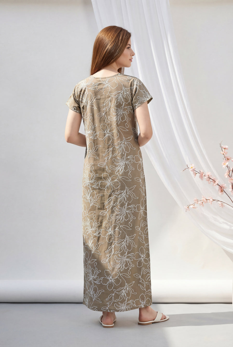 Silver Blush - Cotton Lounge Night Gown
