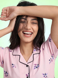 Pink Peony - Cotton Lounge Night Suit
