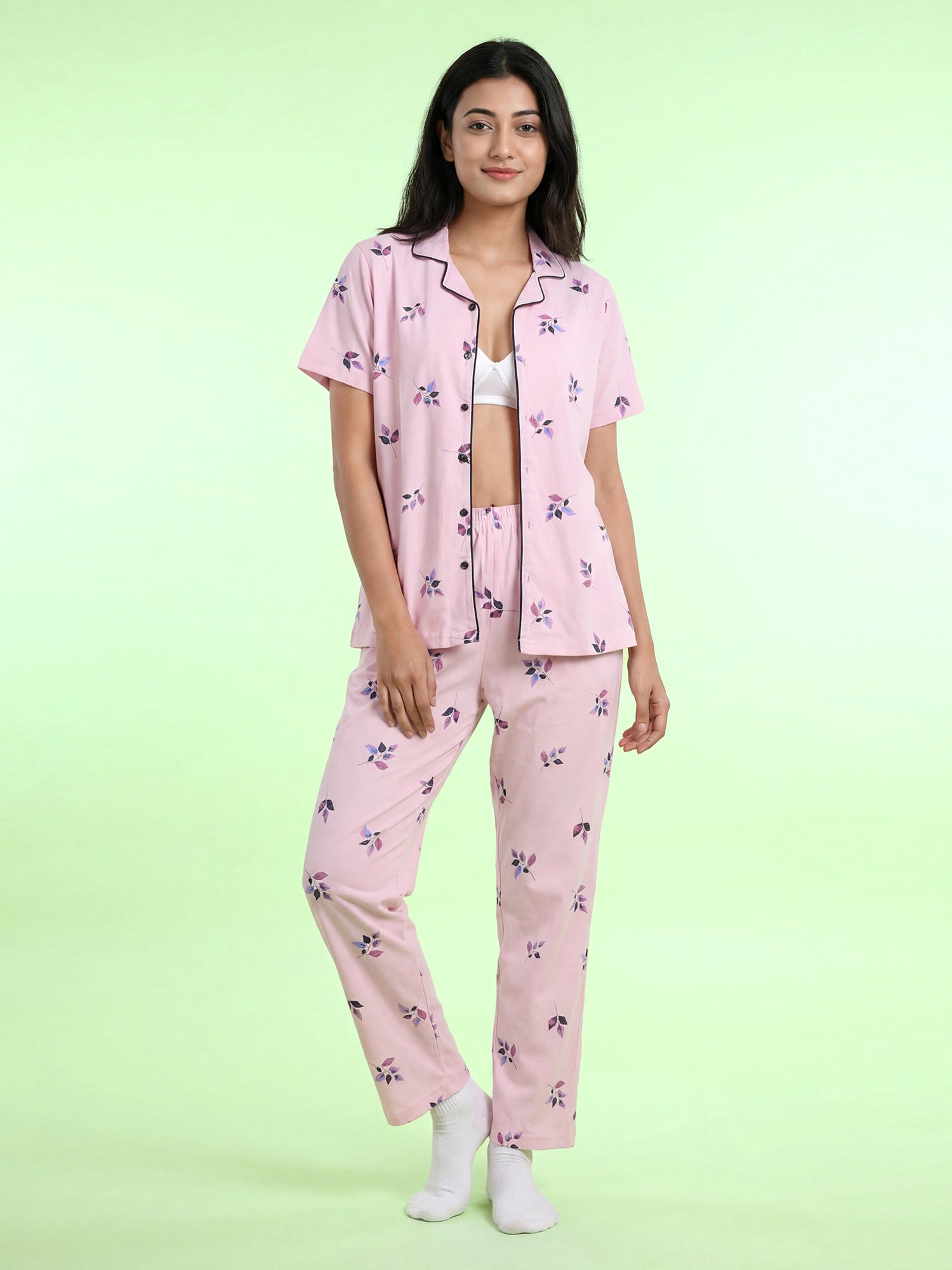 Pink Peony - Cotton Lounge Night Suit