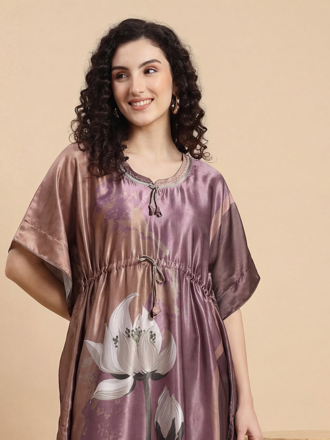 Lotus Lagoon – Satin Kaftan Nightgown