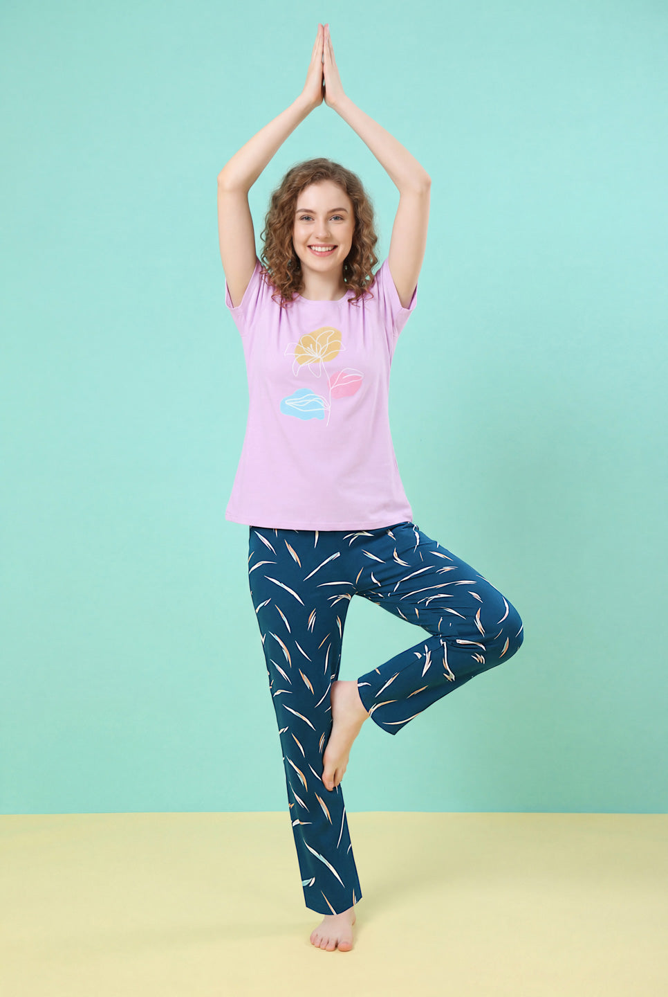 Flower Glow - Cotton Lounge Night Suit