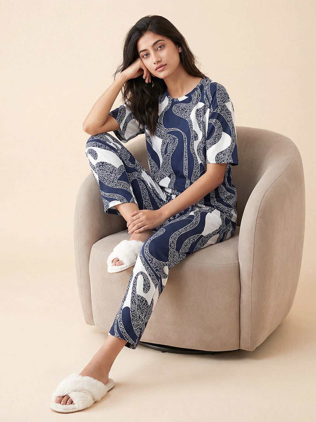 Ocean Flow - Cotton Lounge Night Suit