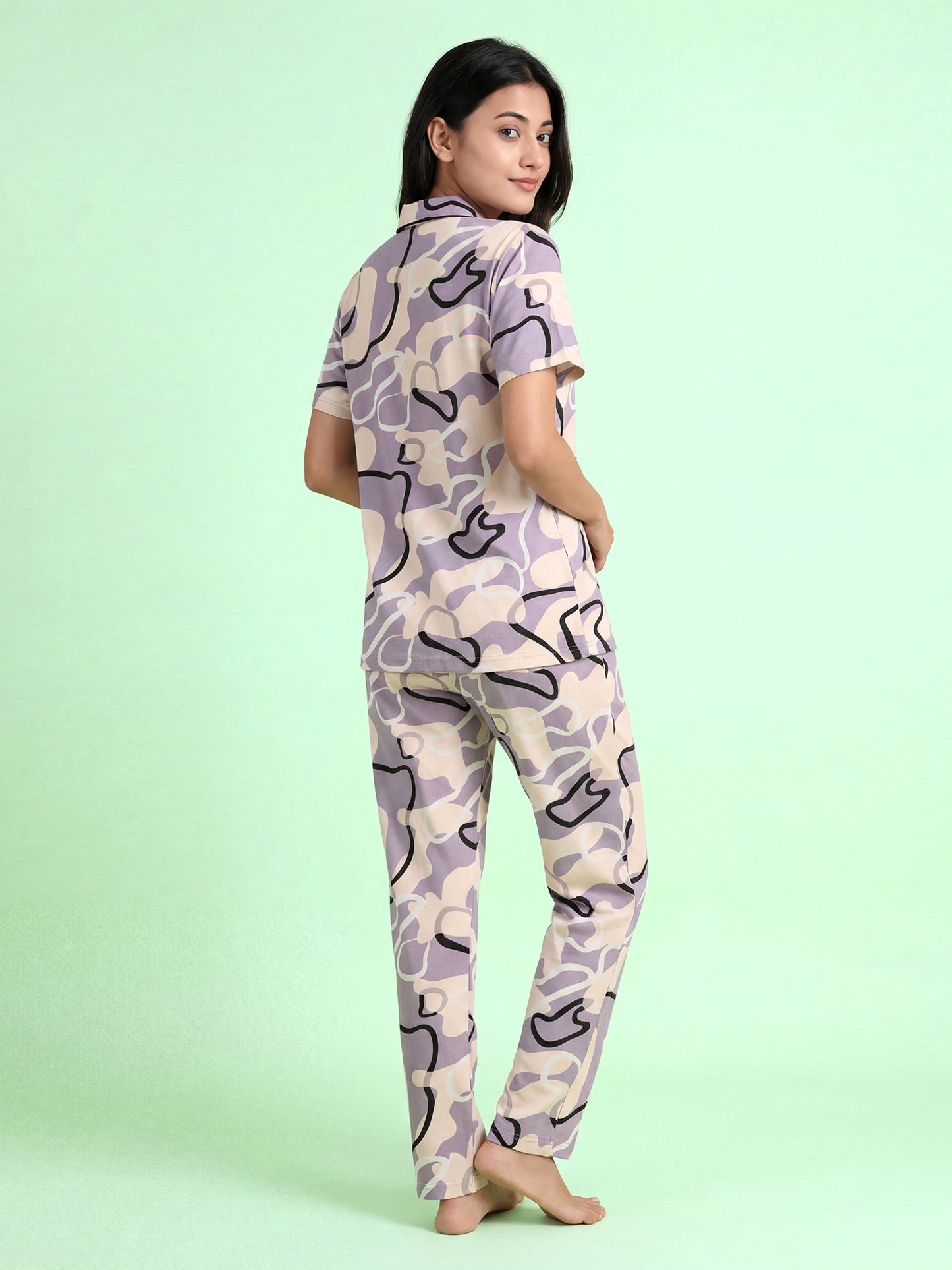 Lavender Drift – Cotton Lounge Night Suit