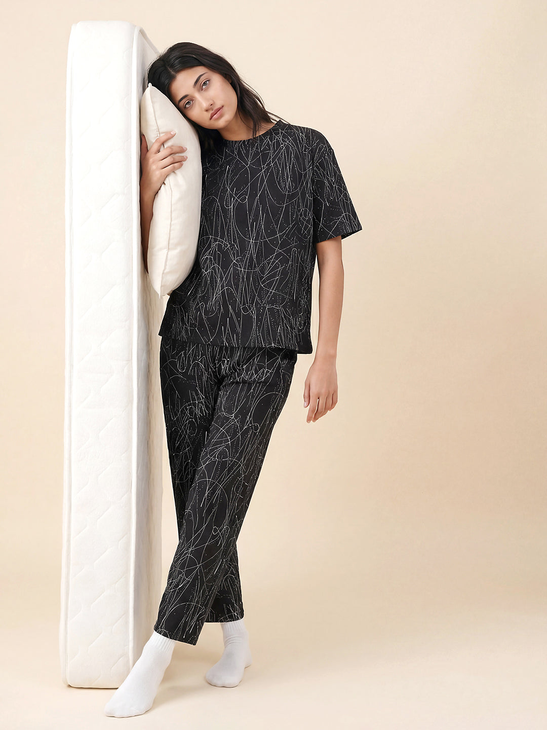 Midnight Echo - Cotton Lounge Night Suit
