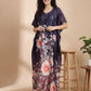 Midnight Bloom Satin Kaftan Nightgown