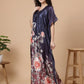 Midnight Bloom Satin Kaftan Nightgown