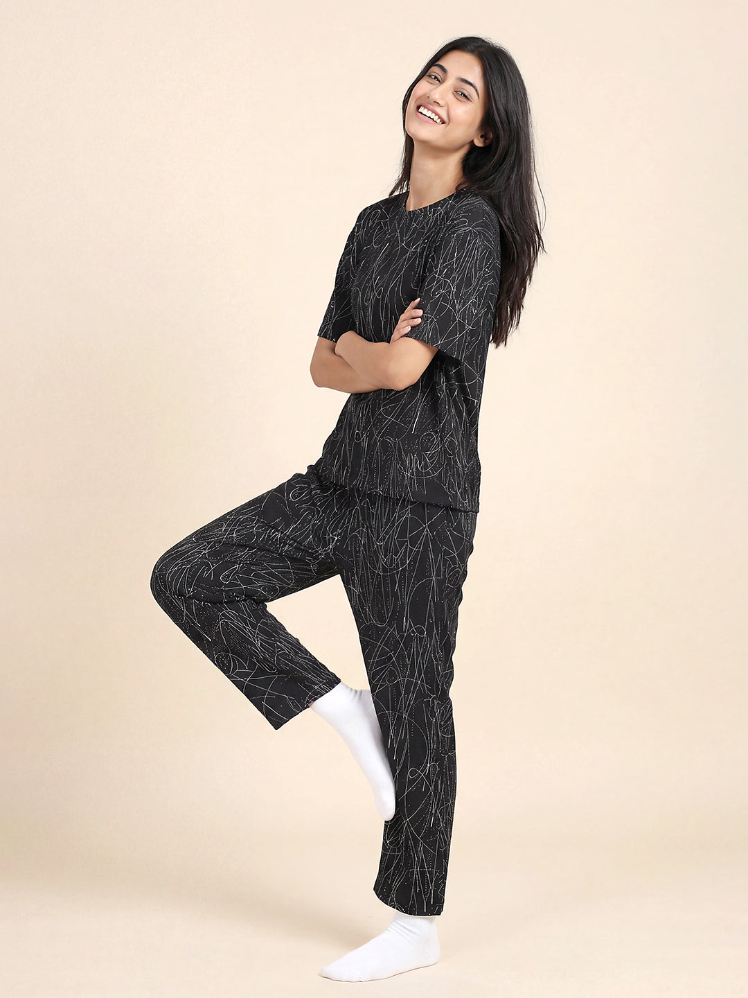Midnight Echo - Cotton Lounge Night Suit
