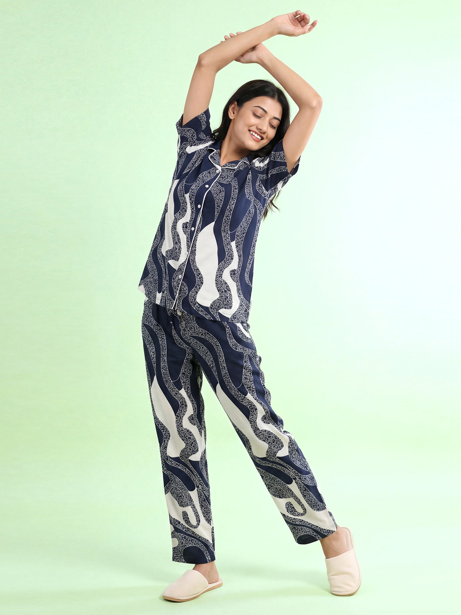 Midnight Wave -Cotton Lounge Night Suit