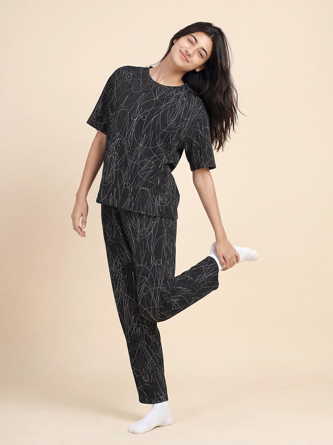 Midnight Echo - Cotton Lounge Night Suit