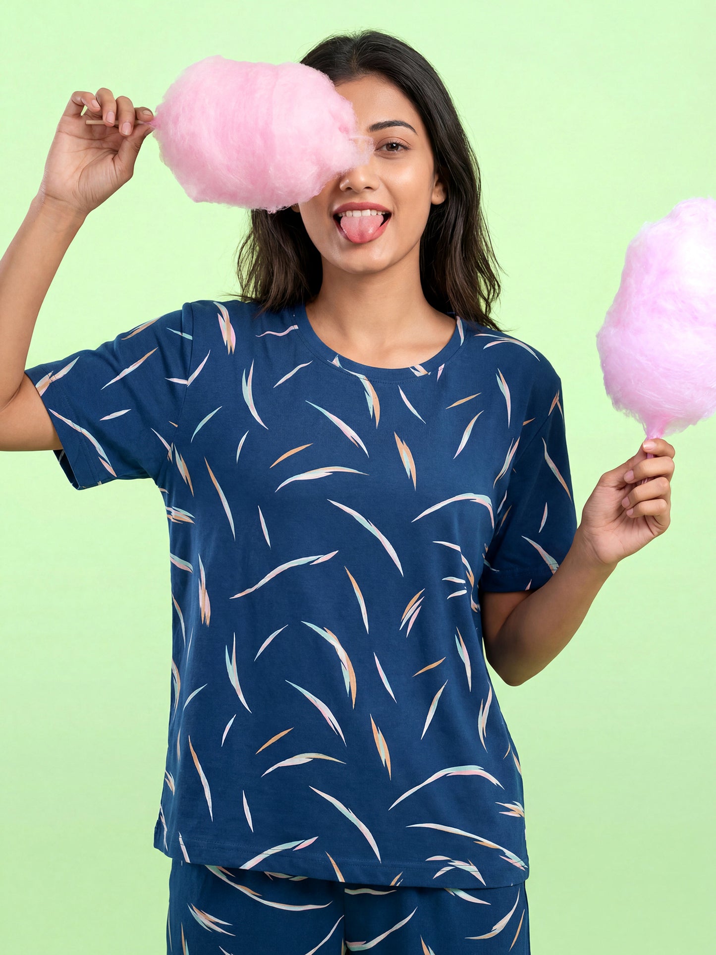 Moonlit Feather - Cotton Lounge Night Suit