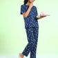 Moonlit Feather - Cotton Lounge Night Suit