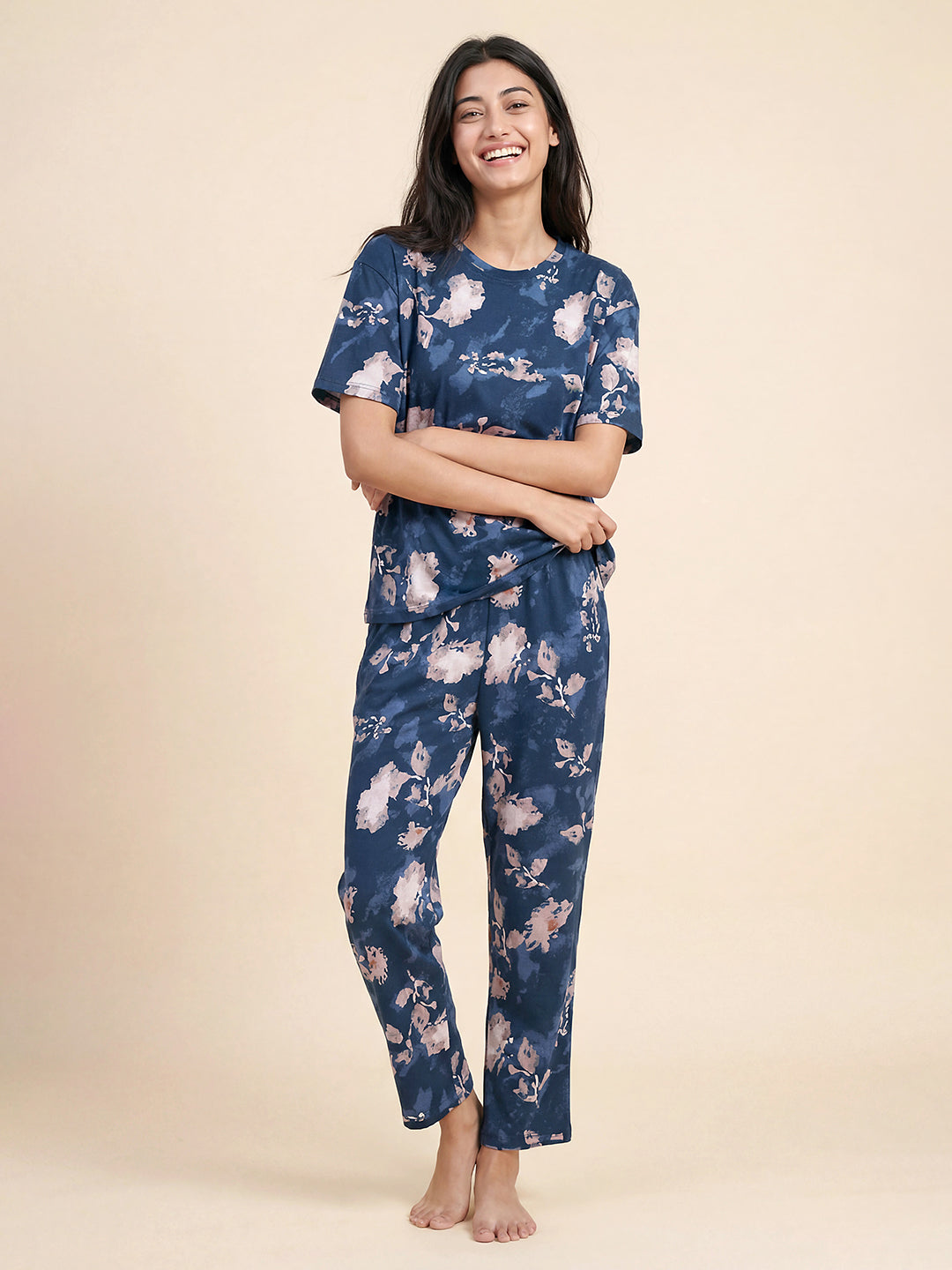 Bloom Drift - Cotton Lounge Night Suit