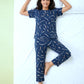 Moonlit Feather - Cotton Lounge Night Suit
