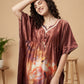 Autumn Bloom Satin Kaftan Nightgown