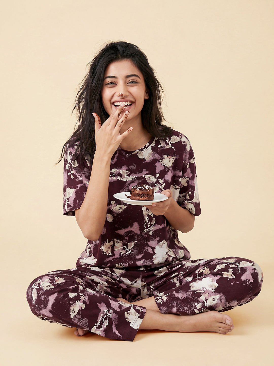 Bloom Drift - Cotton Lounge Night Suit