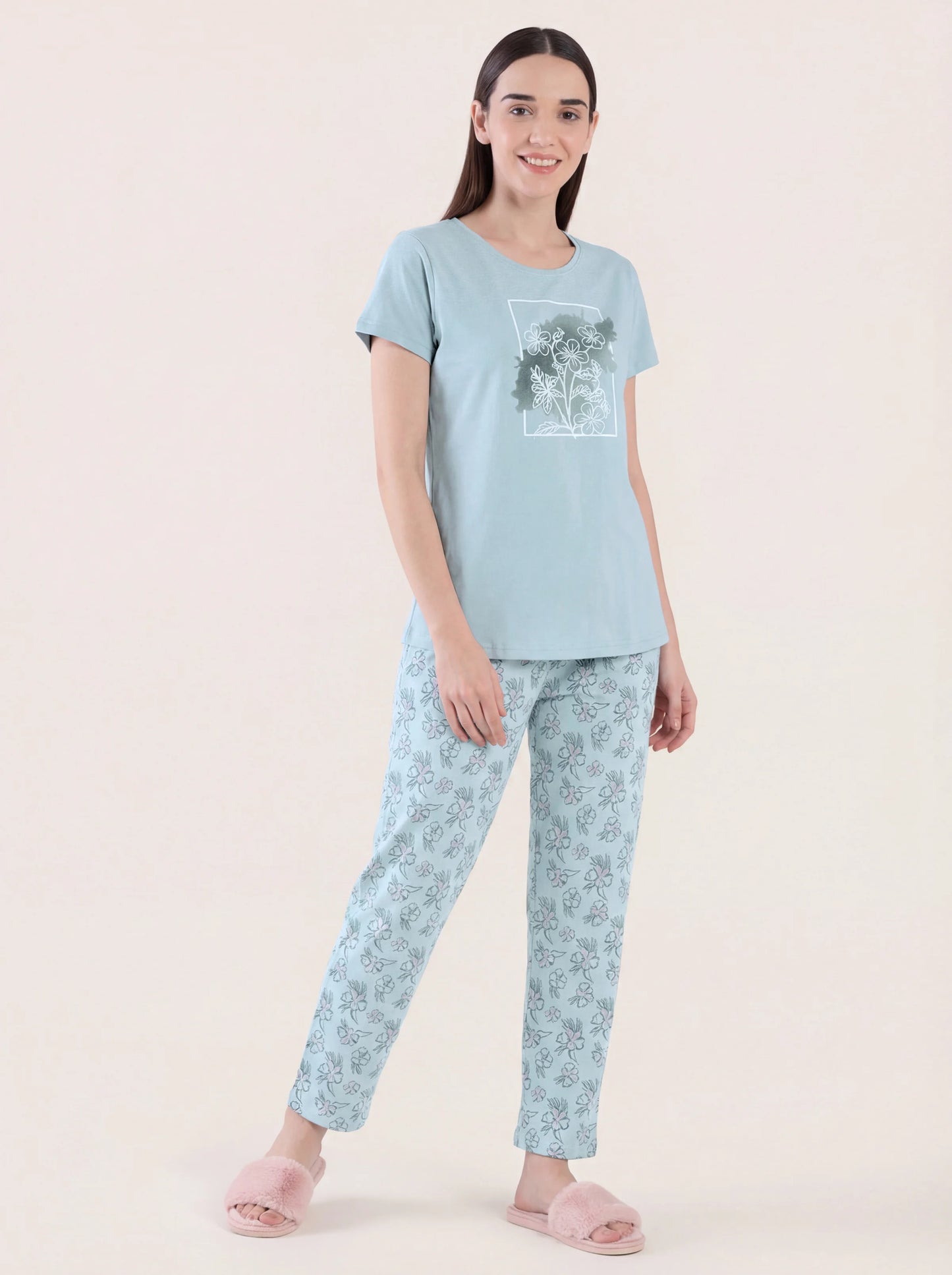 Flower Shadow - Cotton Lounge Night Suit