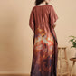 Autumn Bloom Satin Kaftan Nightgown