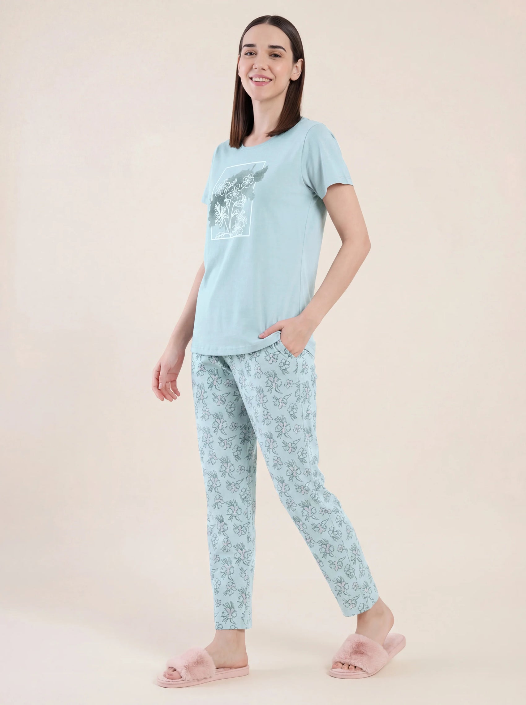 Flower Shadow - Cotton Lounge Night Suit