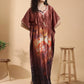 Autumn Bloom Satin Kaftan Nightgown