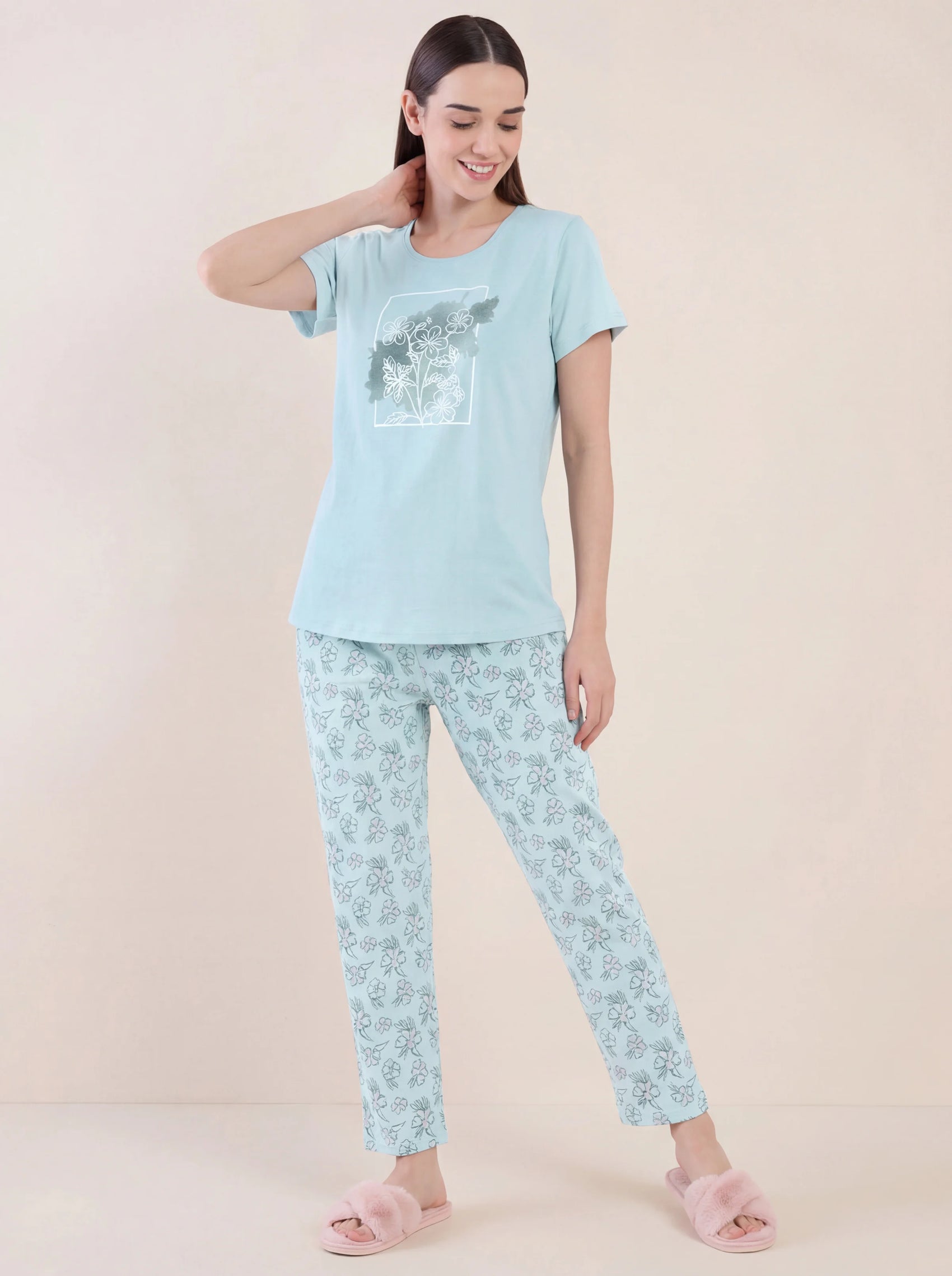 Flower Shadow - Cotton Lounge Night Suit