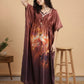 Autumn Bloom Satin Kaftan Nightgown
