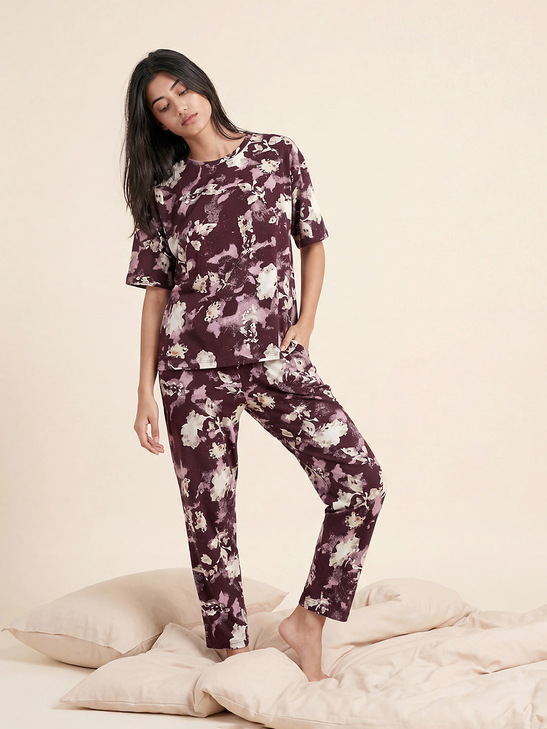 Bloom Drift - Cotton Lounge Night Suit