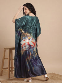 Autumn Bloom Satin Kaftan Nightgown