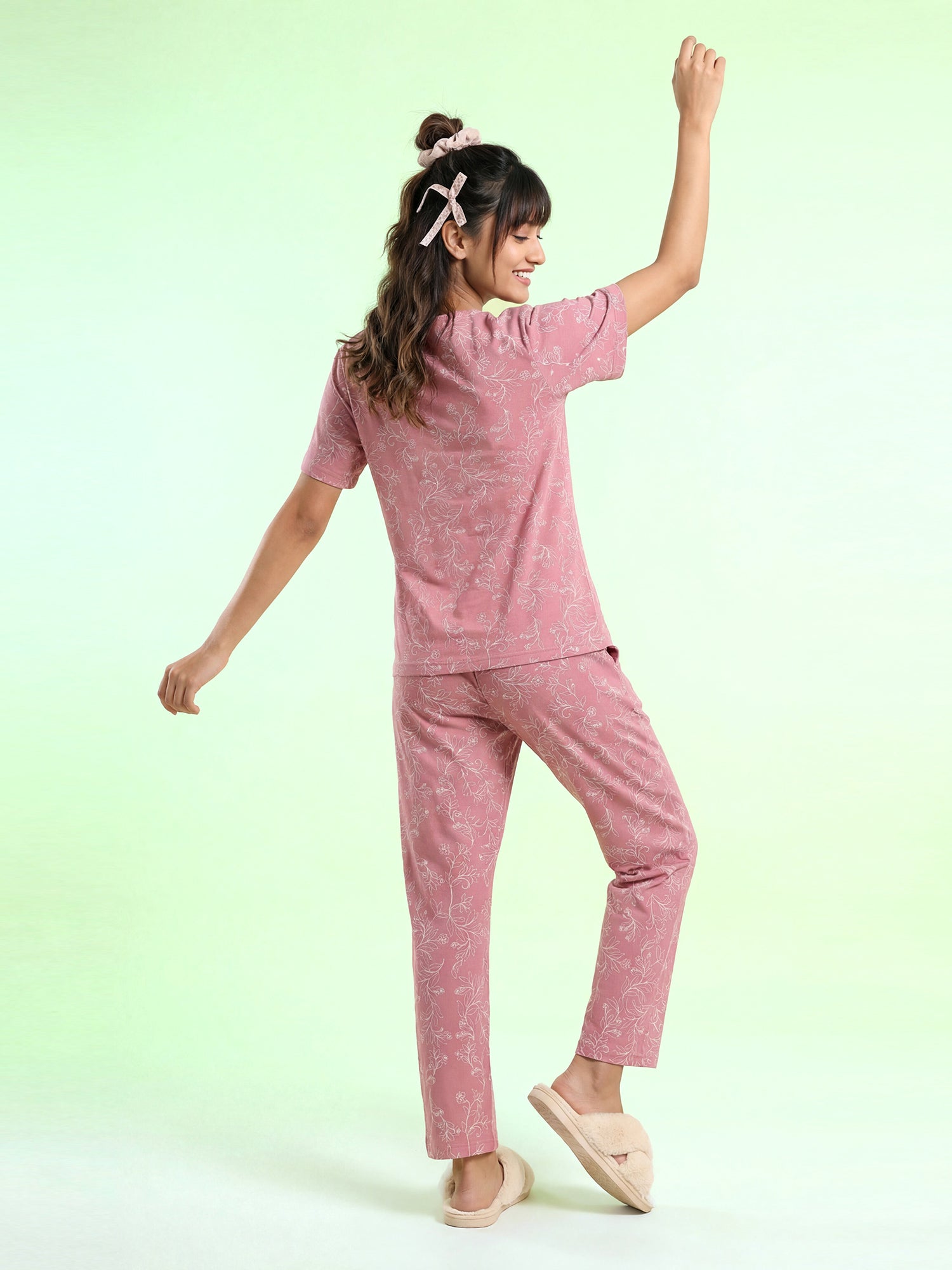 Rosé Bloom - Cotton Lounge Night Suit