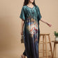 Autumn Bloom Satin Kaftan Nightgown