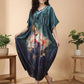 Autumn Bloom Satin Kaftan Nightgown