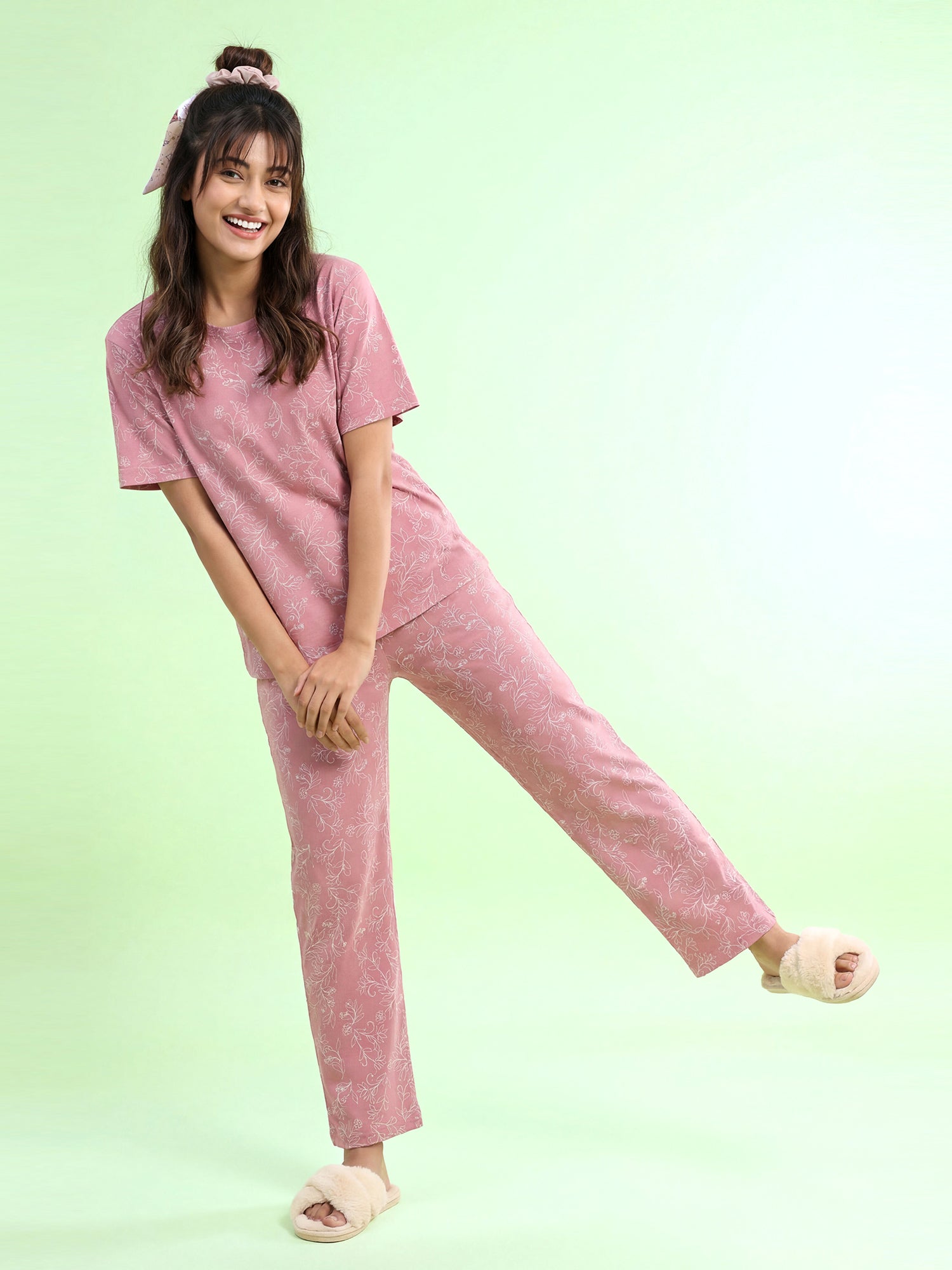 Rosé Bloom - Cotton Lounge Night Suit