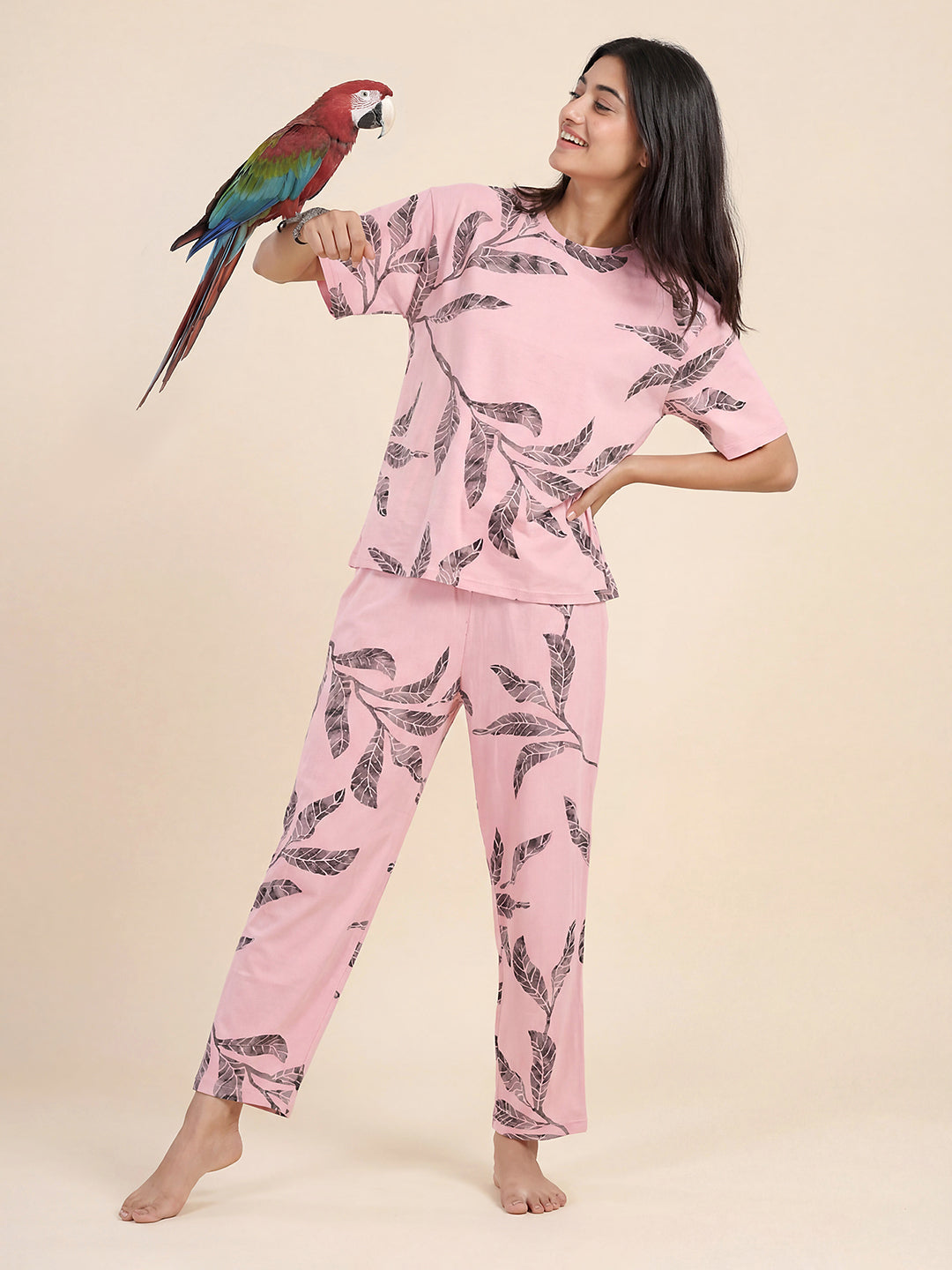 Falling Petals - Cotton Lounge Night Suit