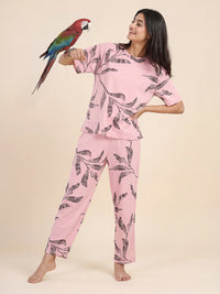Falling Petals - Cotton Lounge Night Suit