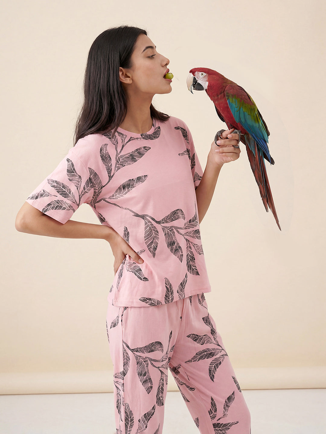 Falling Petals - Cotton Lounge Night Suit