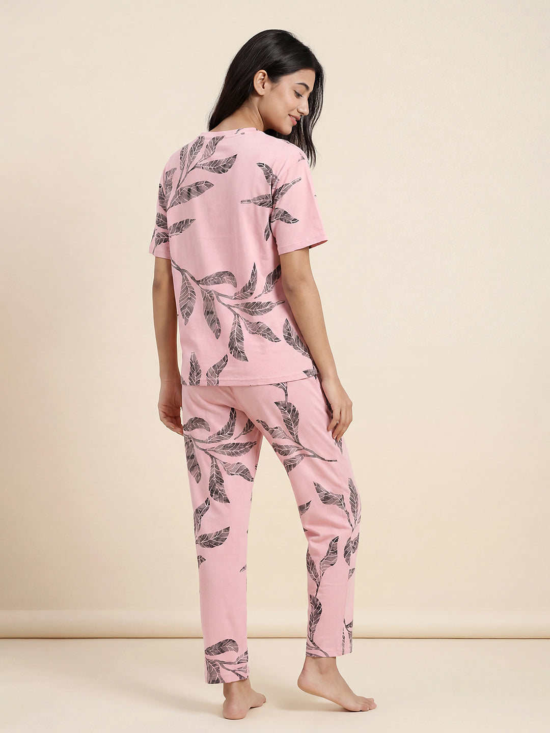 Falling Petals - Cotton Lounge Night Suit