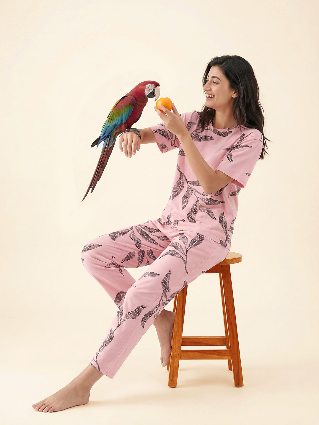 Falling Petals - Cotton Lounge Night Suit