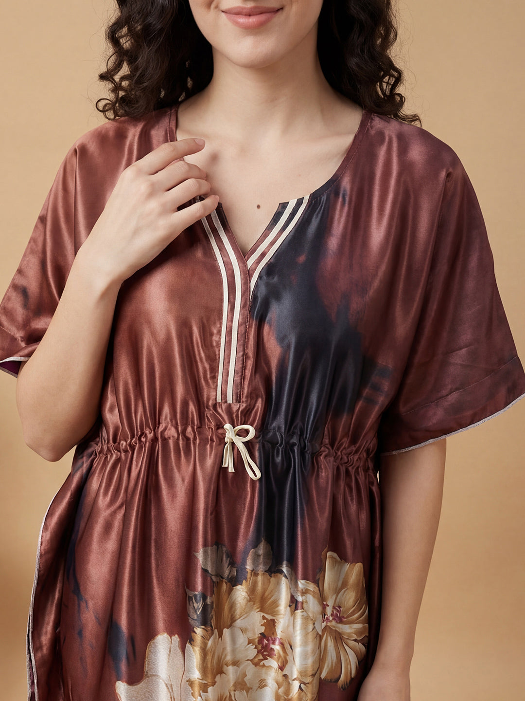 Emerald Haven Satin Kaftan Nightgown