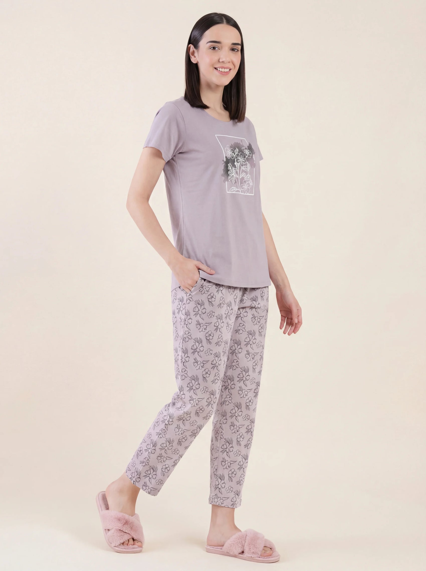 Flower Shadow - Cotton Lounge Night Suit