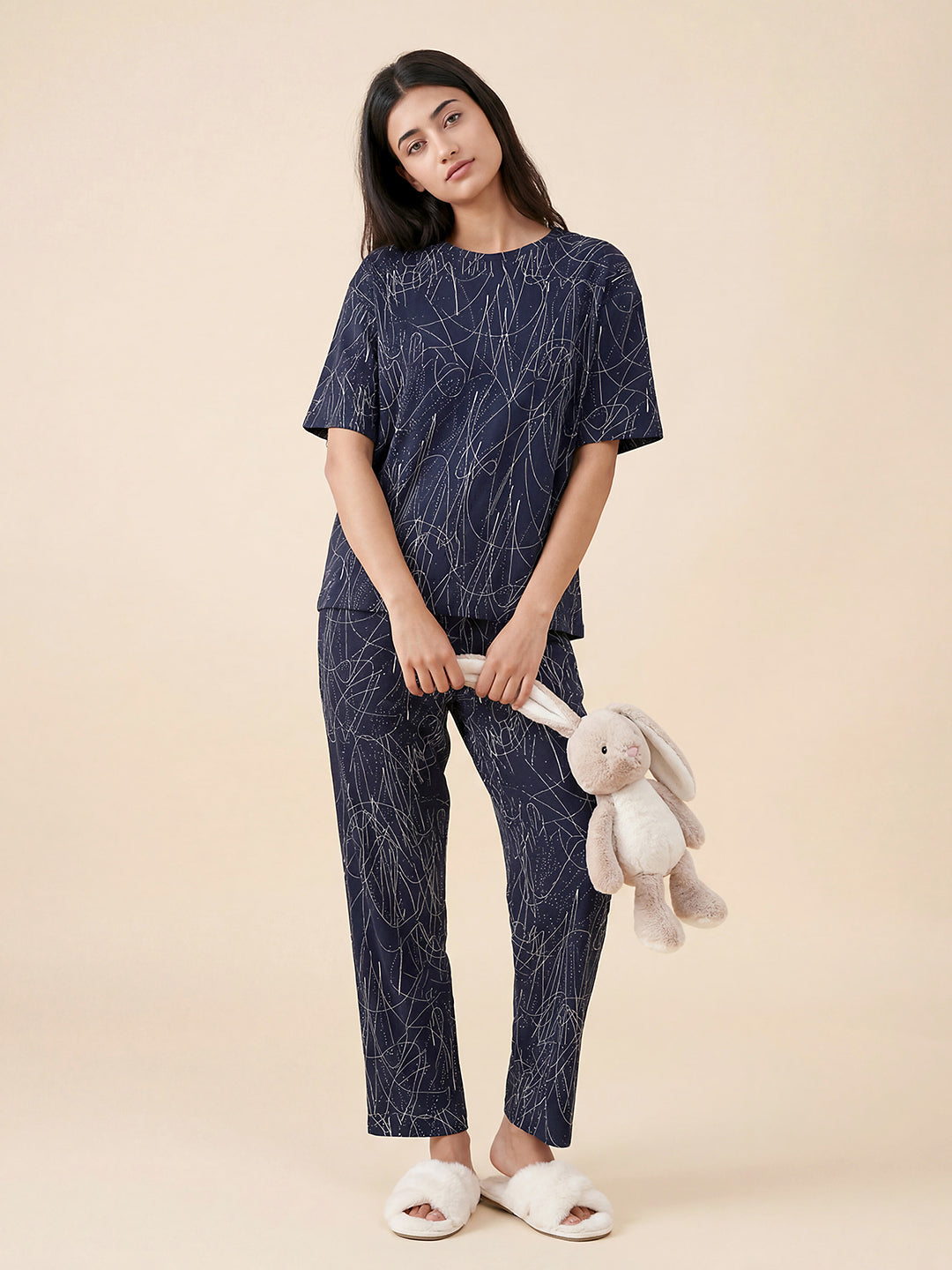 Midnight Echo - Cotton Lounge Night Suit