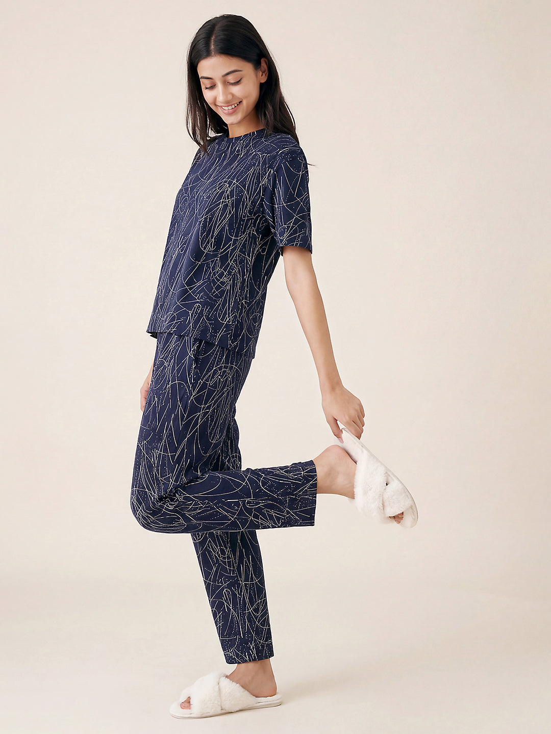 Midnight Echo - Cotton Lounge Night Suit