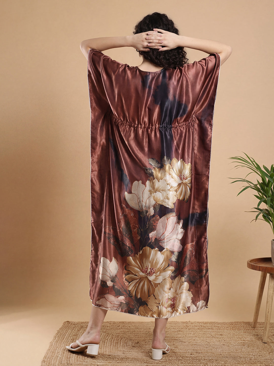 Emerald Haven Satin Kaftan Nightgown