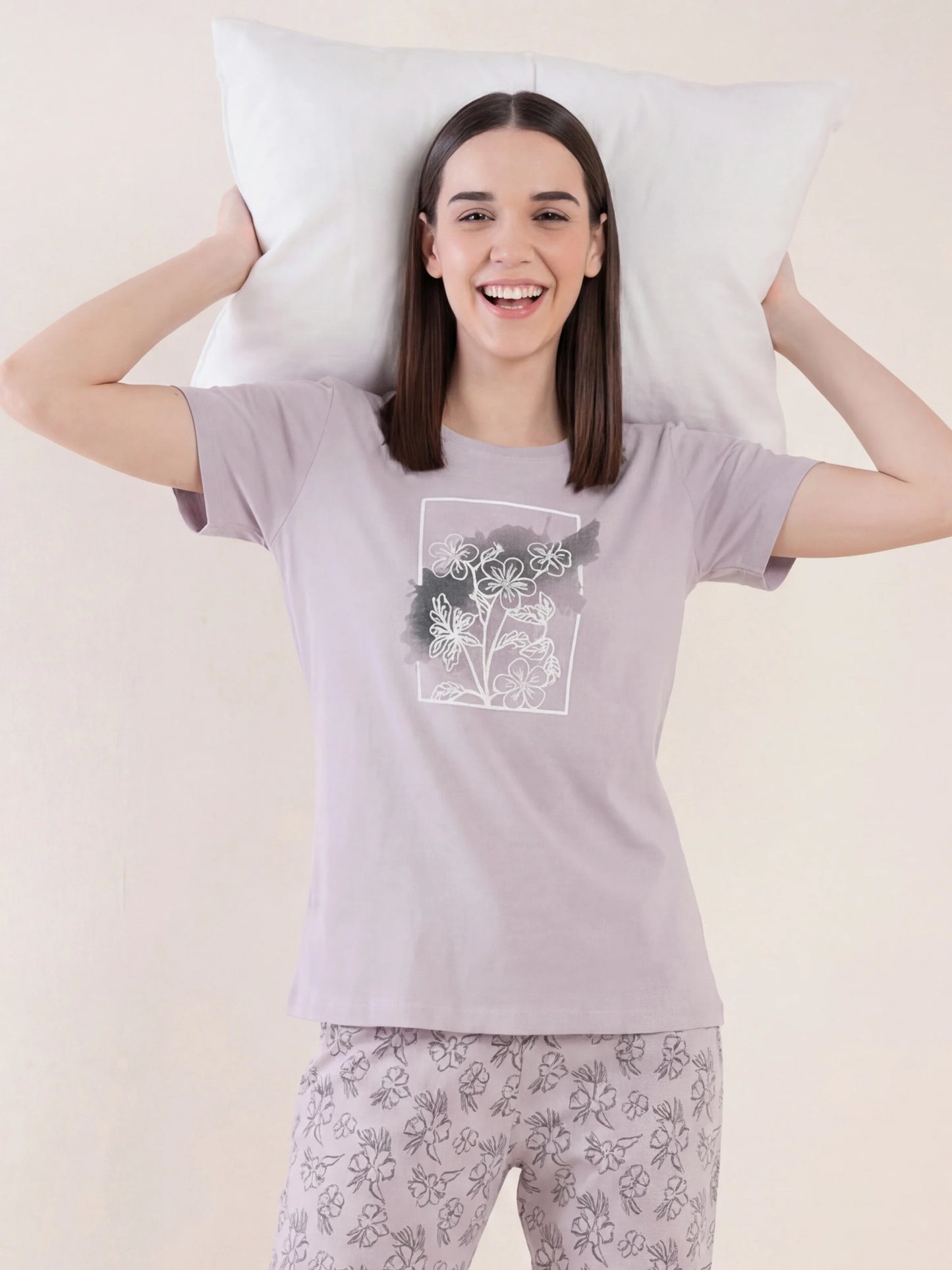 Flower Shadow - Cotton Lounge Night Suit