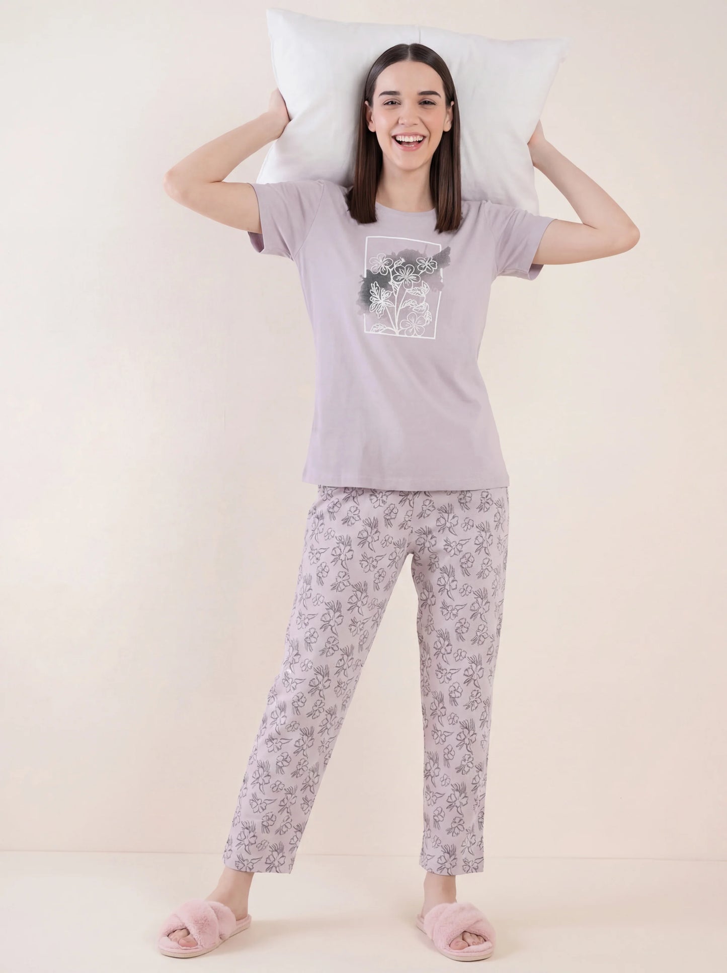Flower Shadow - Cotton Lounge Night Suit