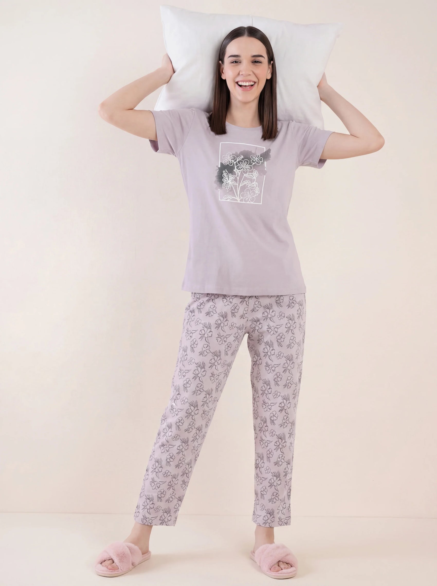 Flower Shadow - Cotton Lounge Night Suit